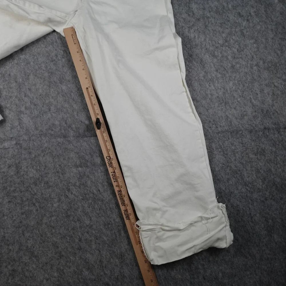Ava & Viv Jeans Women 17 White Straight Button Fly Raw Hem High Waist Cuffed